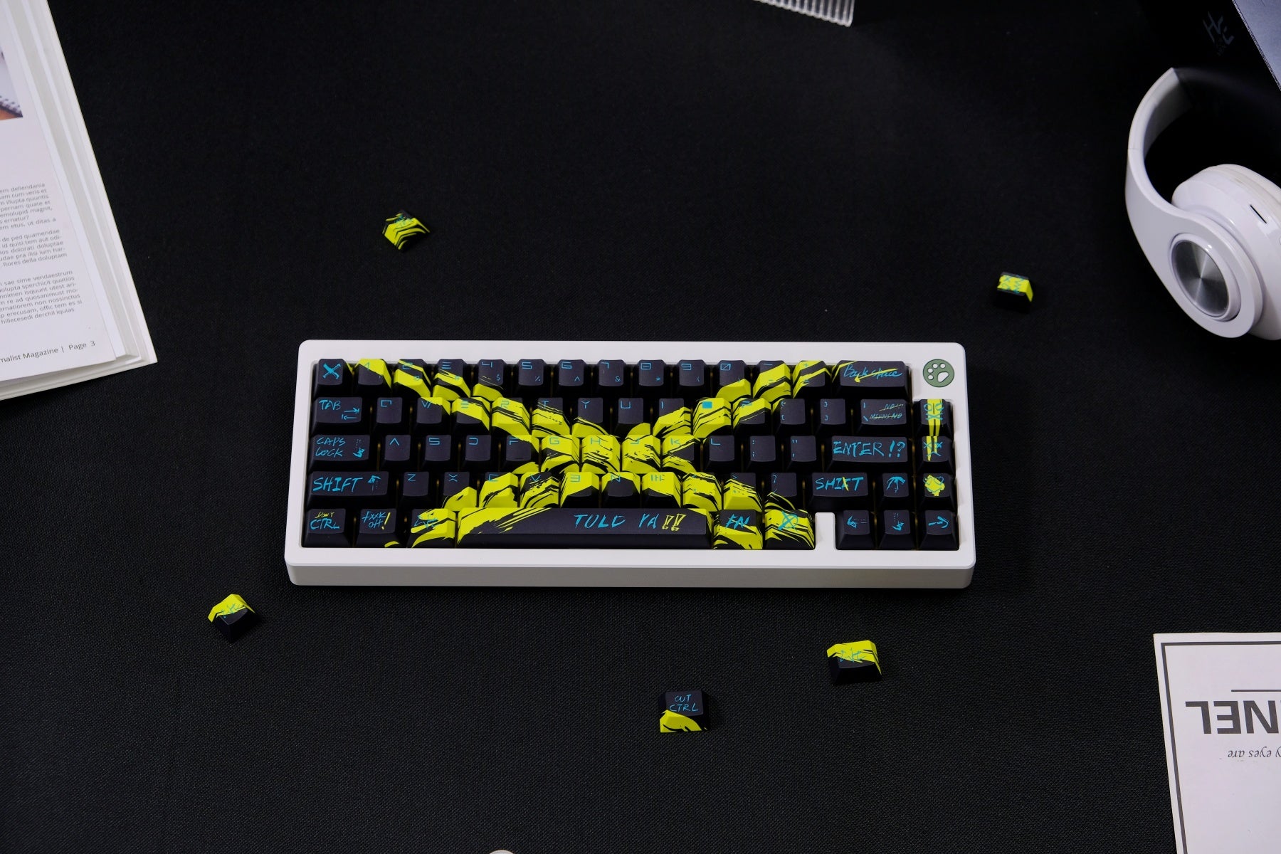AiFei Invalid Oppose Black & Yellow PBT Cherry Keycaps - AiFeiKeycap
