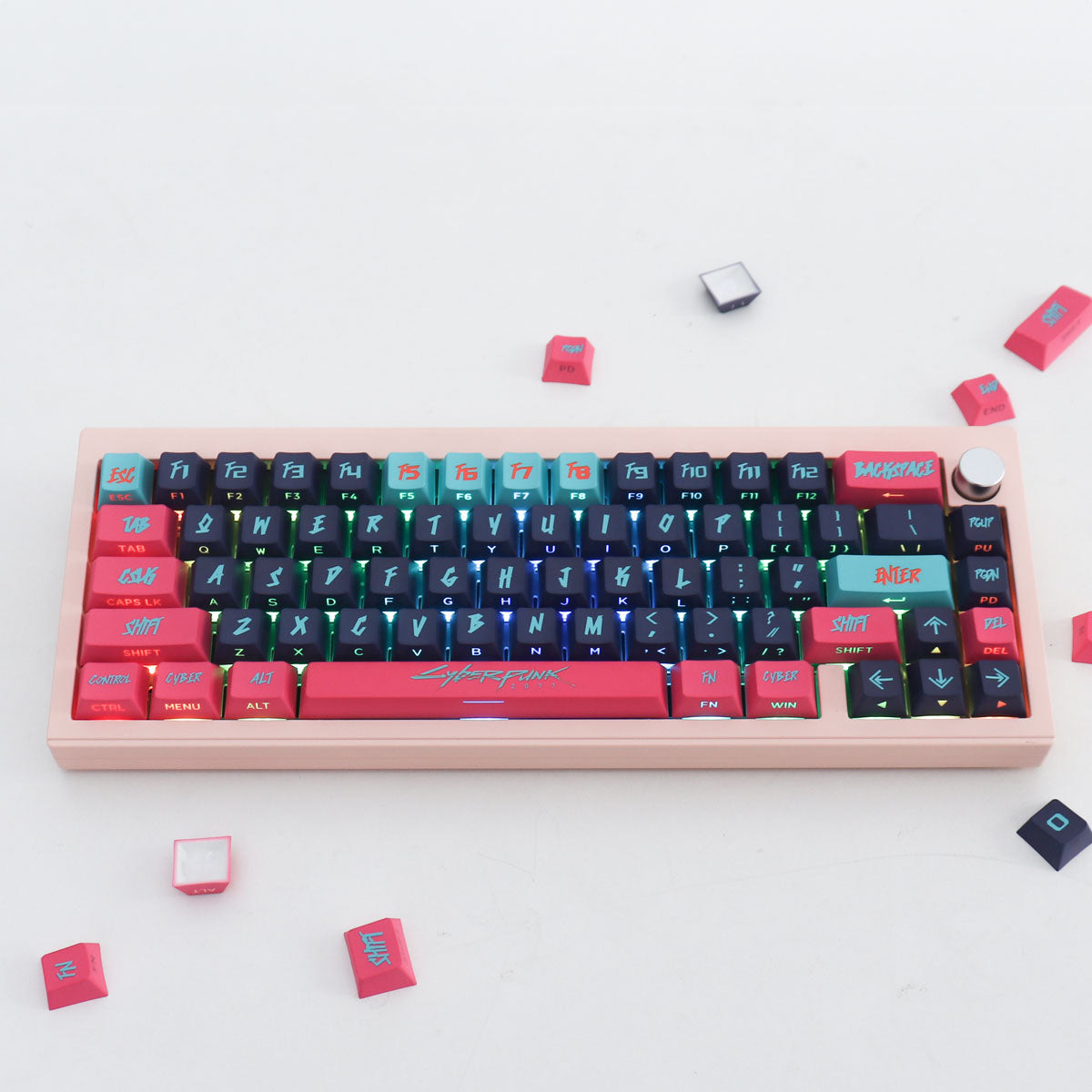 Aifei Keycap Cyberpunk Pink Side-Transparent PBT Cherry Profile