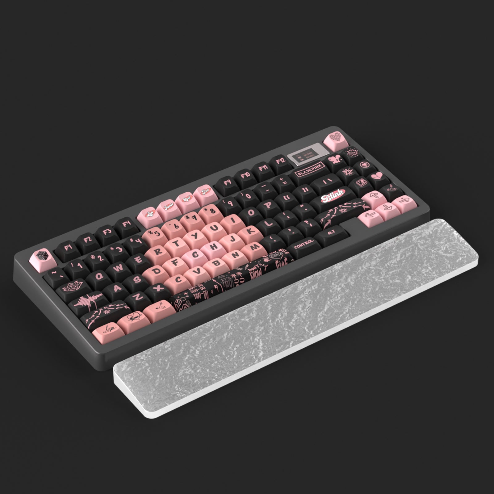 AiFei Black/White Acrylic Wave Pattern Keyboard Wrist Rest Pad