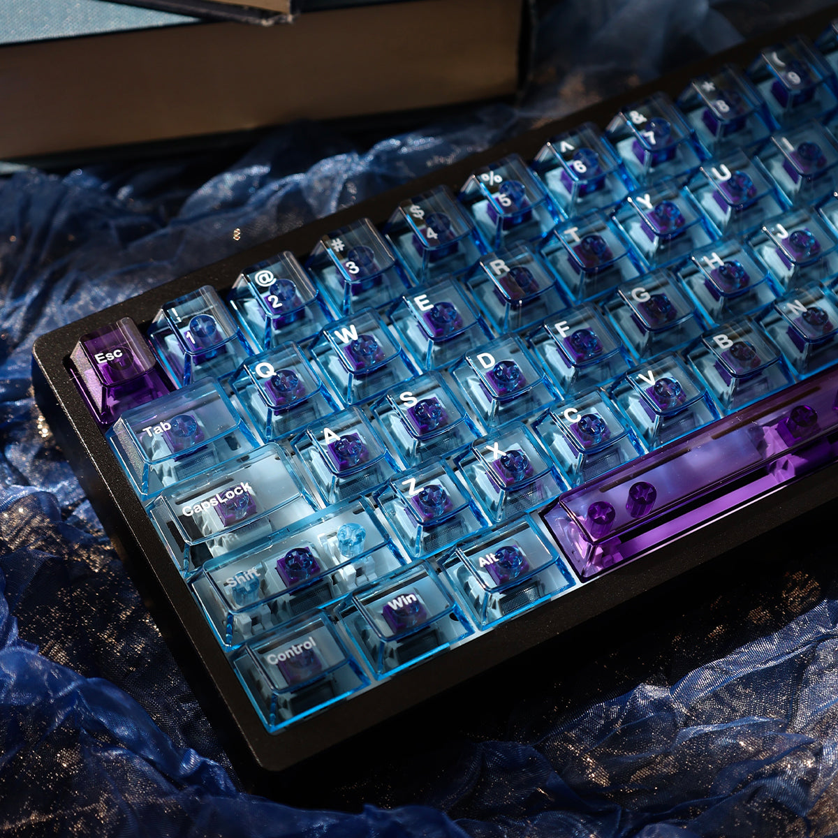 Aifei Keycap Diamond Blue Transparent 156-Key PC Cherry Profile Set