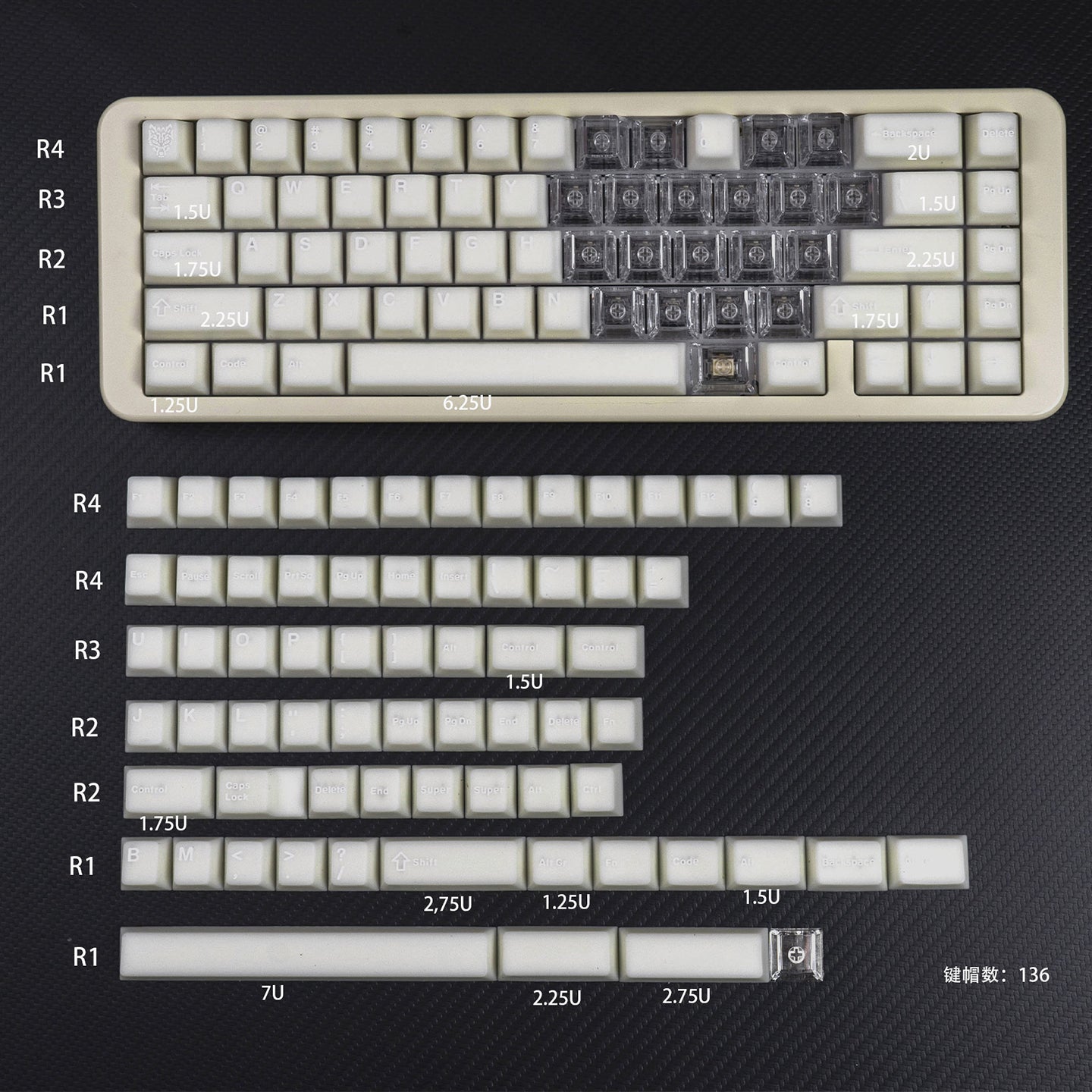 AiFei Heart Shape White Marble Keycaps