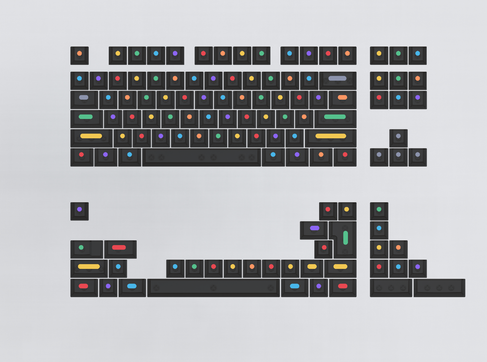 AiFei Dot Rainbow Matte Clear Keycaps