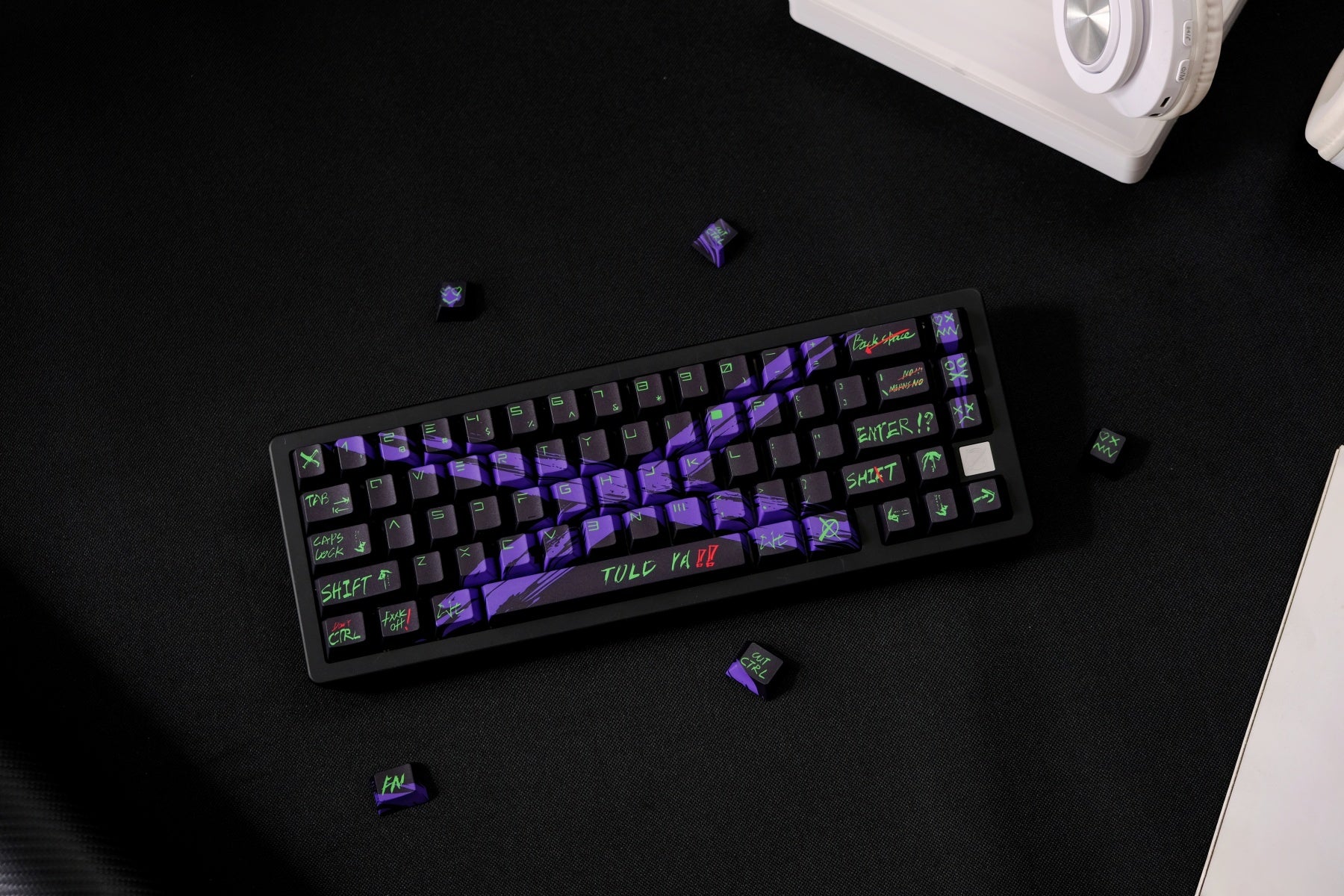 AiFei Invalid Oppose Black & Purple PBT Cherry Keycaps - AiFeiKeycap