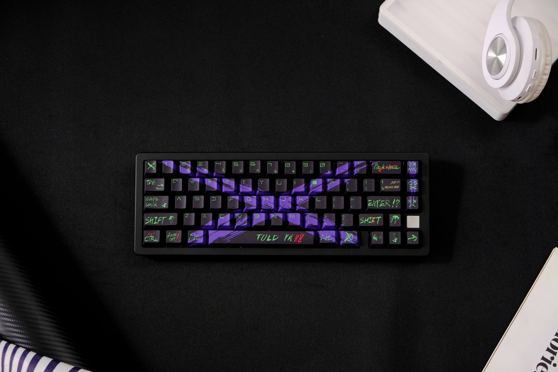 AiFei Invalid Oppose Black & Purple PBT Cherry Keycaps - AiFeiKeycap
