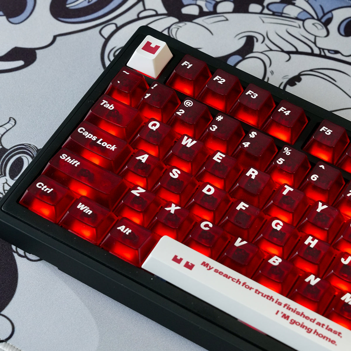 AiFei Keycap Red/Black Five-Sided Matte Translucent Clear Large Character PC Keycap Set Full Set Transfer Printing Cherry Height Early C Late A Suitable for Mechanical Keyboard Hall Effect Keyboard