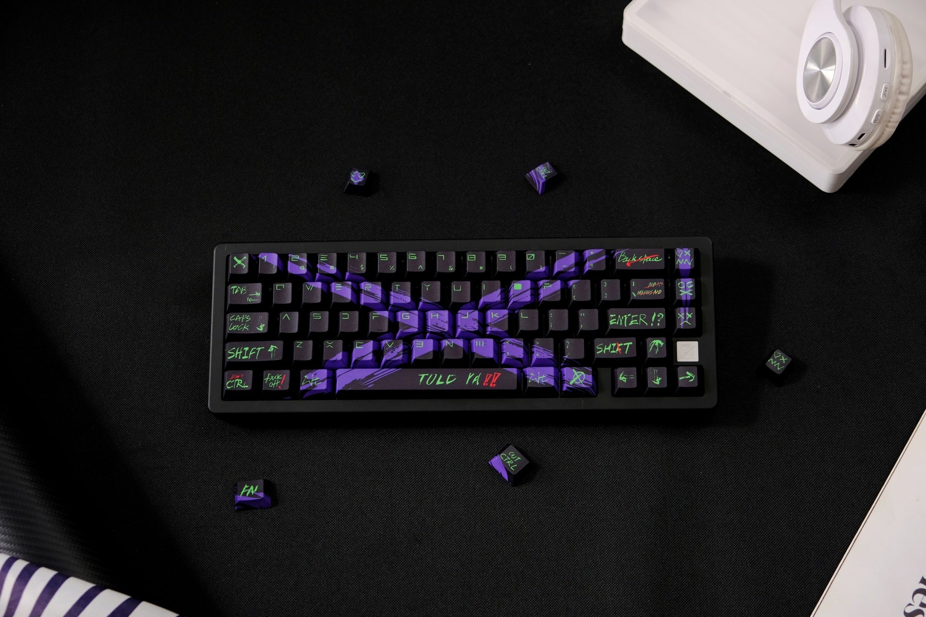AiFei Invalid Oppose Black & Purple PBT Cherry Keycaps - AiFeiKeycap