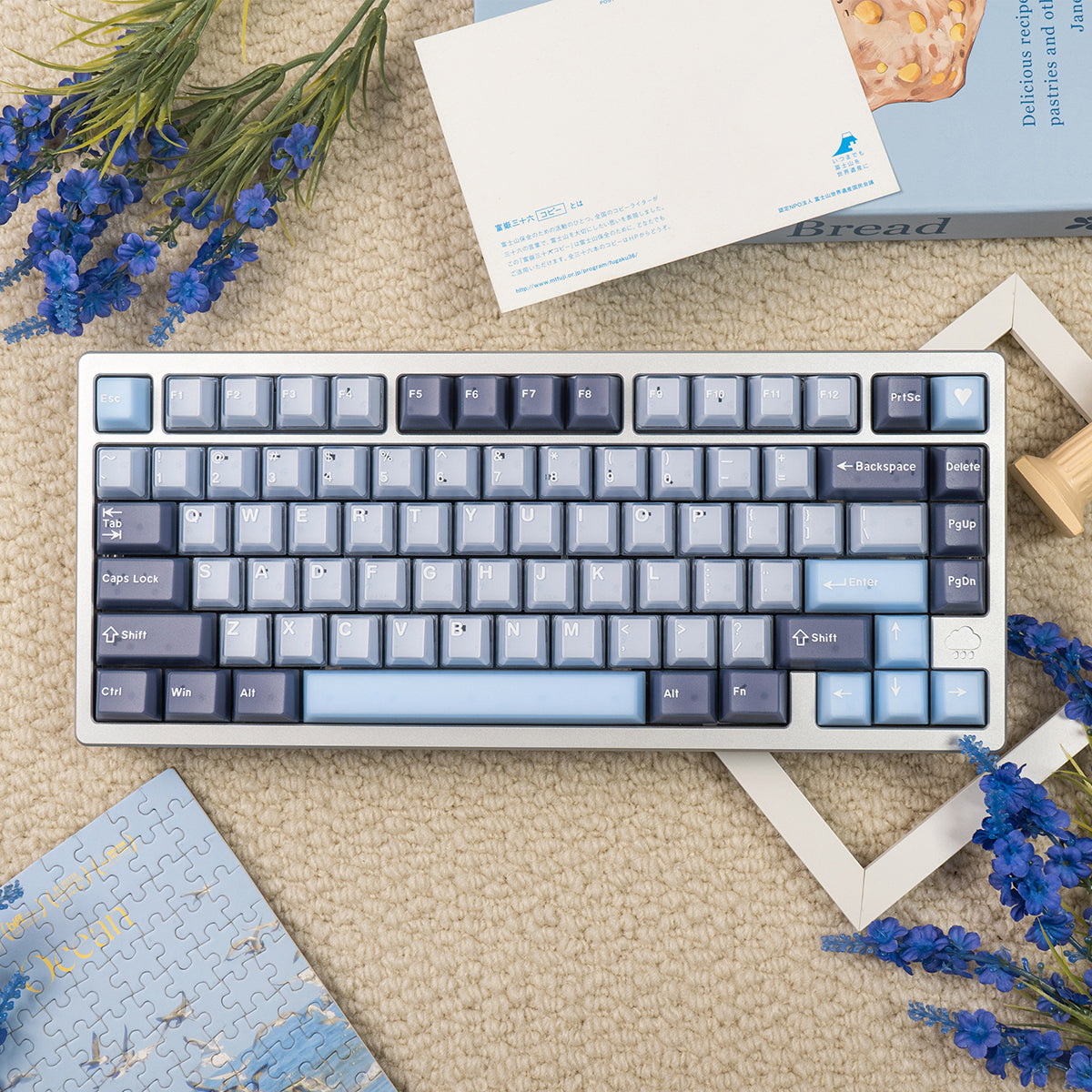 Aifei Keycap Blue Coconut Bubble Semi-Transparent PBT+PC Cherry Set
