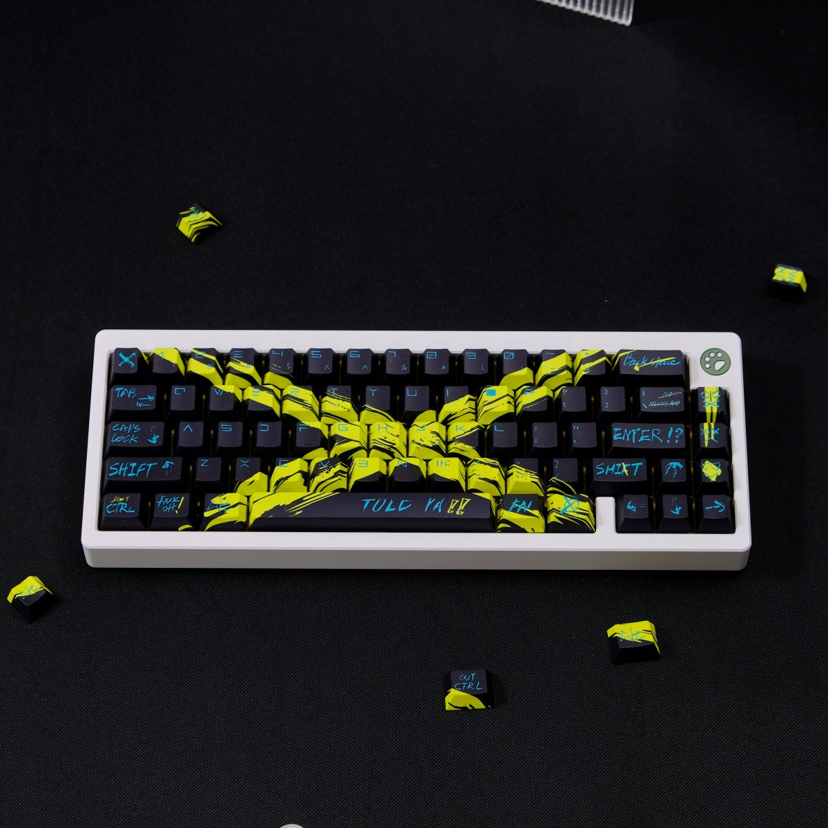AiFei Invalid Oppose Black & Yellow PBT Cherry Keycaps - AiFeiKeycap