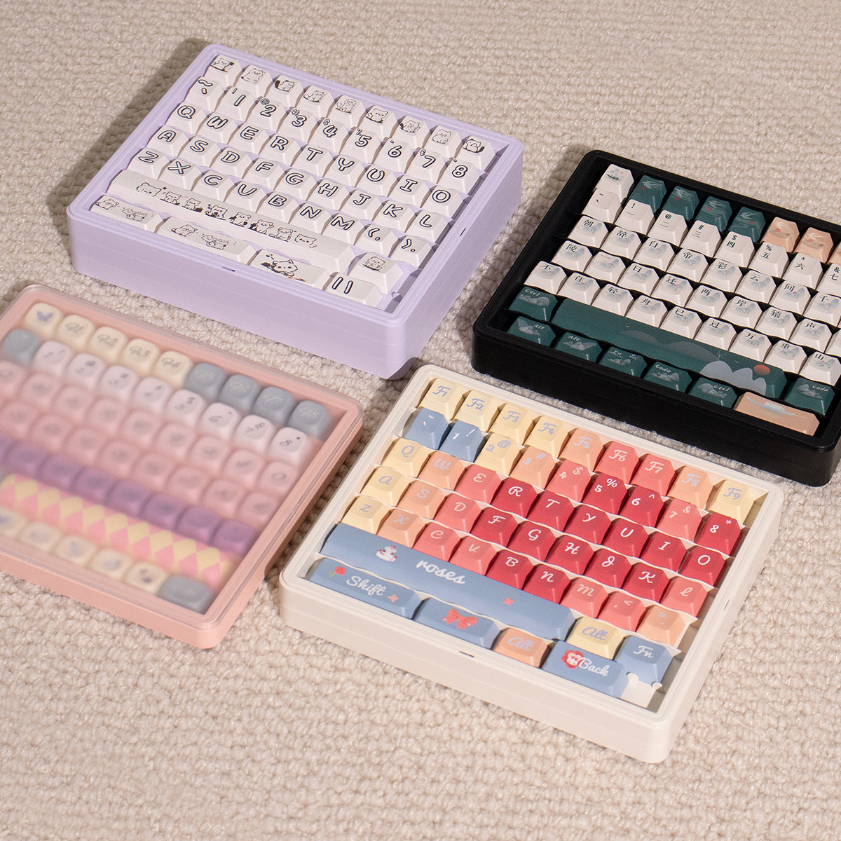 AiFei Multi-Layer Keycap Storage Box White/Black/Pink/Purple