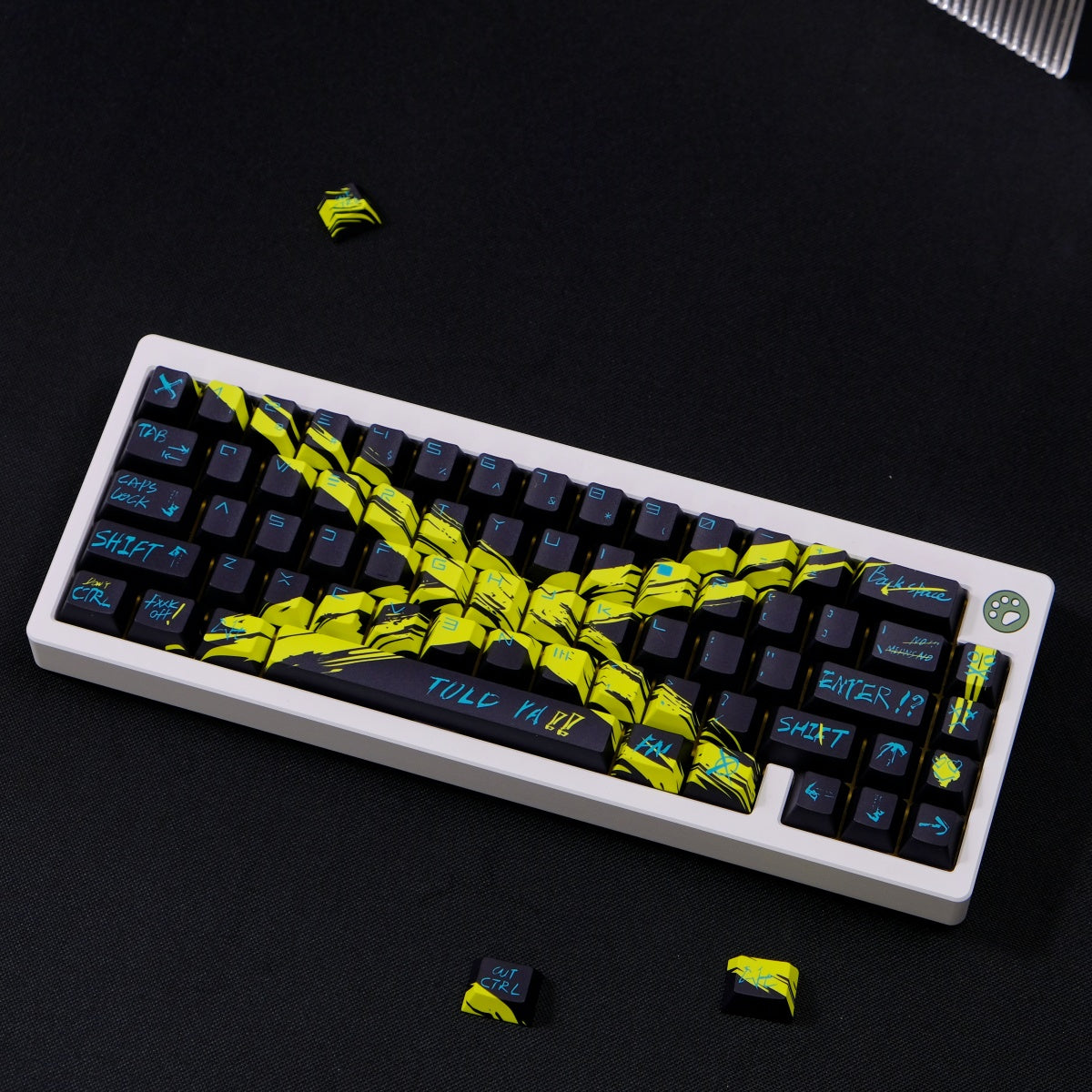 AiFei Invalid Oppose Black & Yellow PBT Cherry Keycaps - AiFeiKeycap