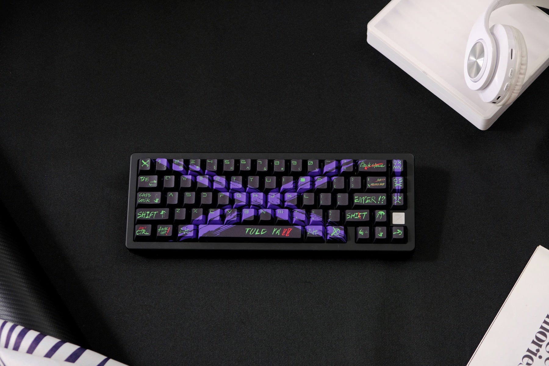 AiFei Invalid Oppose Black & Purple PBT Cherry Keycaps - AiFeiKeycap