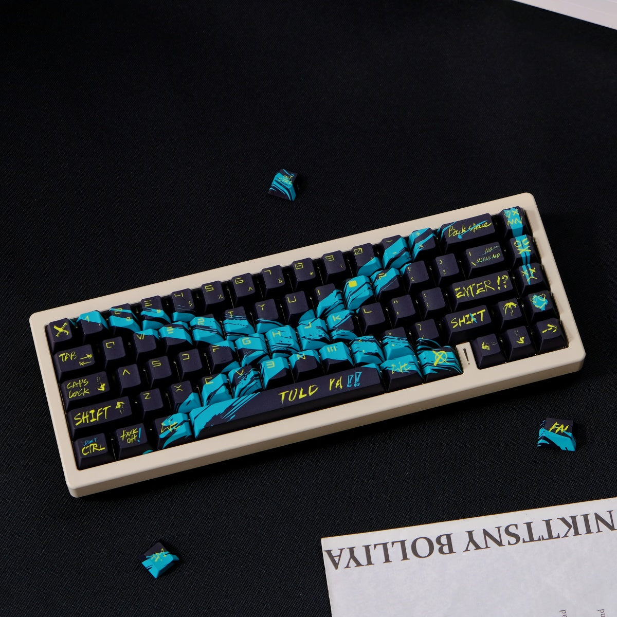 AiFei Invalid Oppose Black & Green PBT Cherry Keycaps - AiFeiKeycap