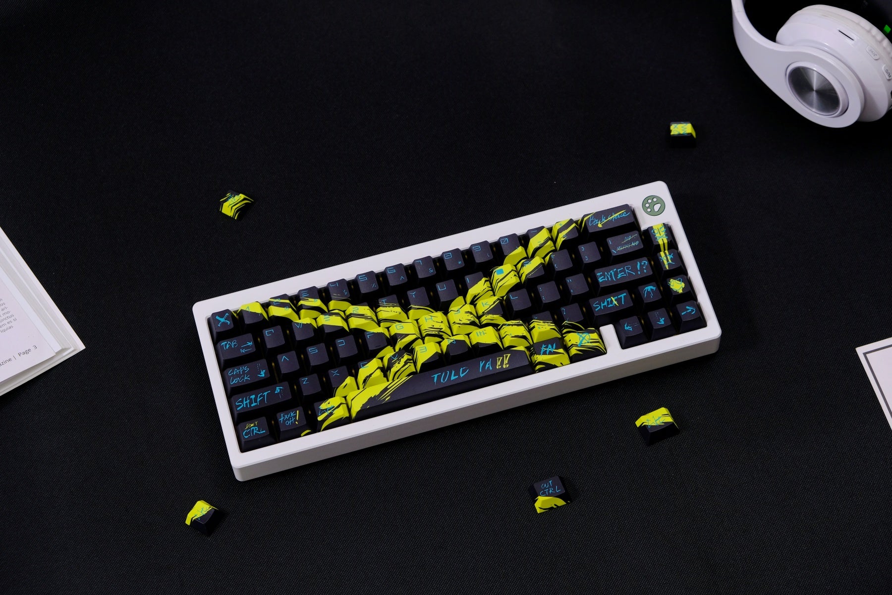 AiFei Invalid Oppose Black & Yellow PBT Cherry Keycaps - AiFeiKeycap