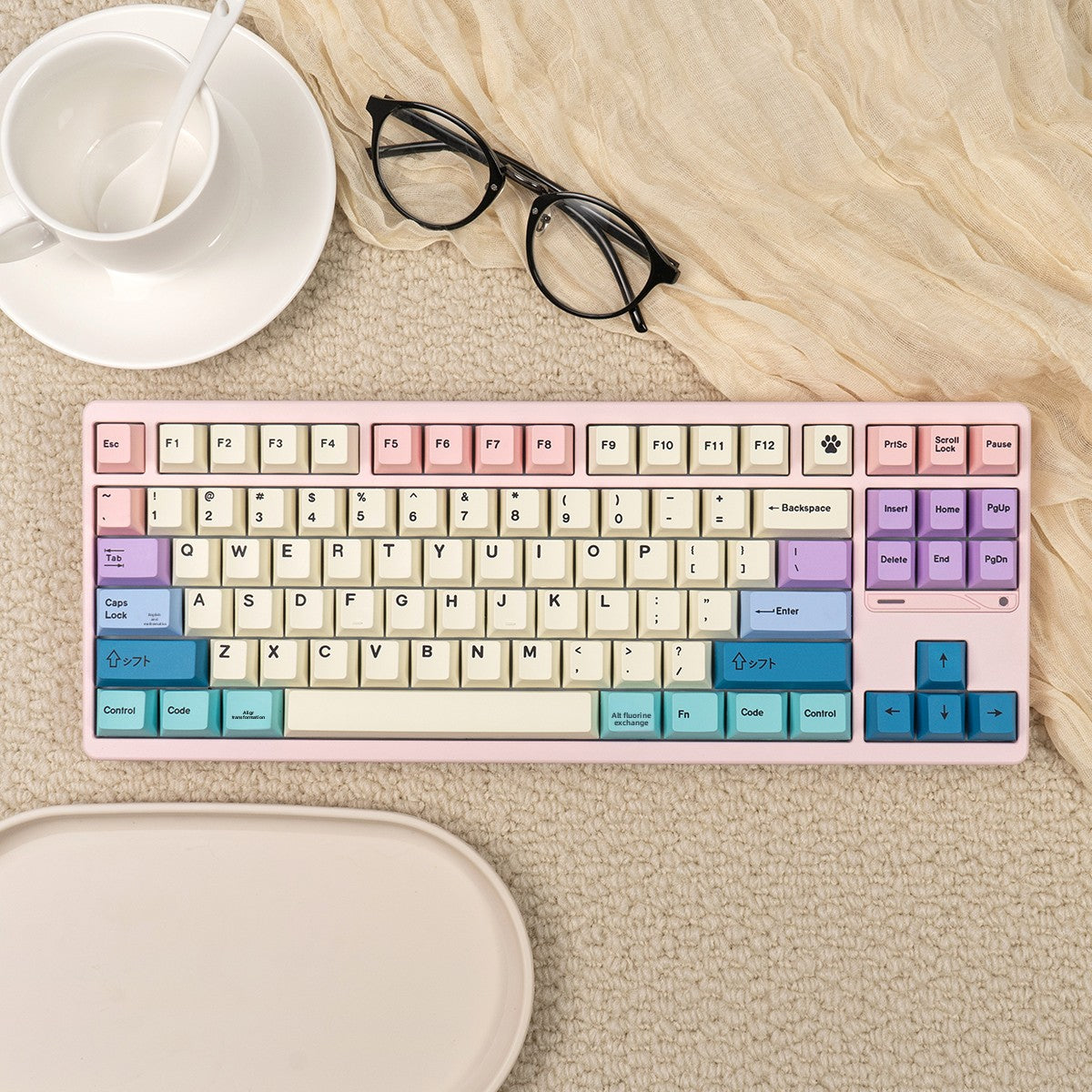 Minimalist White English/Japanese 129-Key Mechanical Keyboard Keycaps PBT Dye-Sublimation Original Height Compatible with 61/64/84