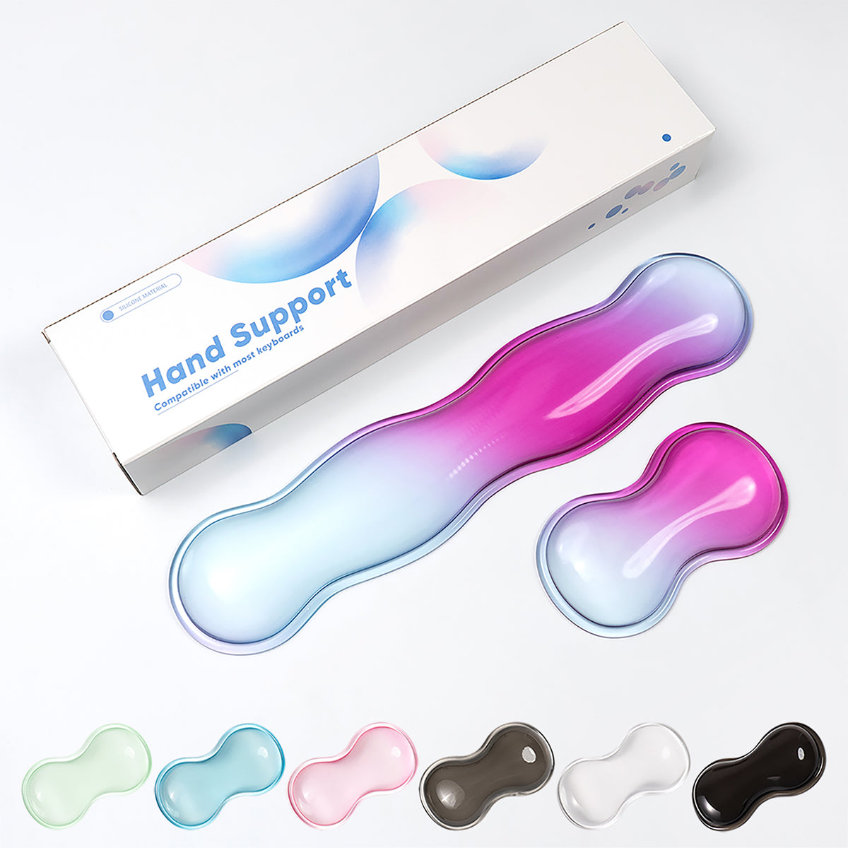 AiFei Transparent Blue/Black/Pink Gradient Silicone Wrist Rest Mouse Pad