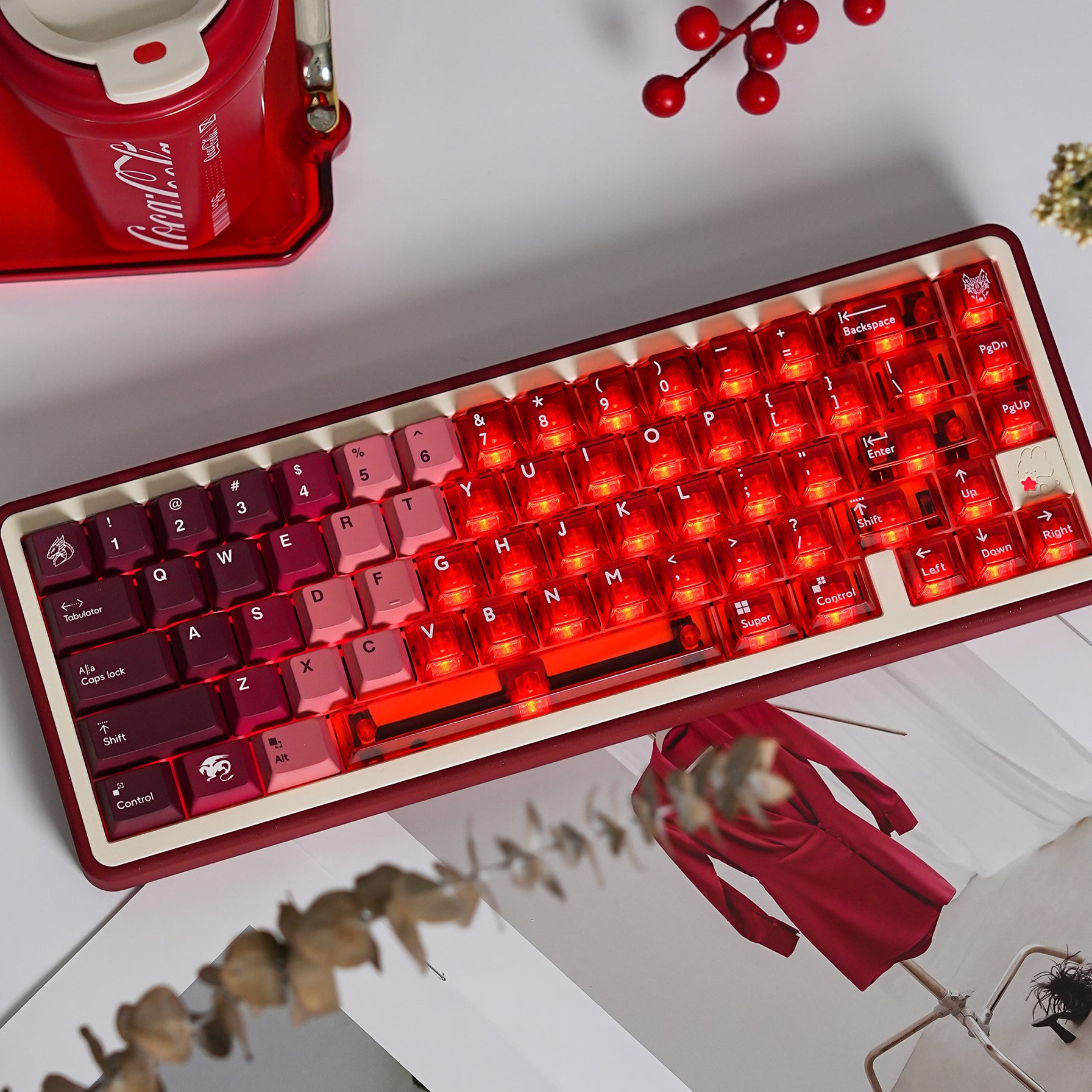 Aifei Keycap Snow Mountain Red Flame Gradient Transparent PBT+PC