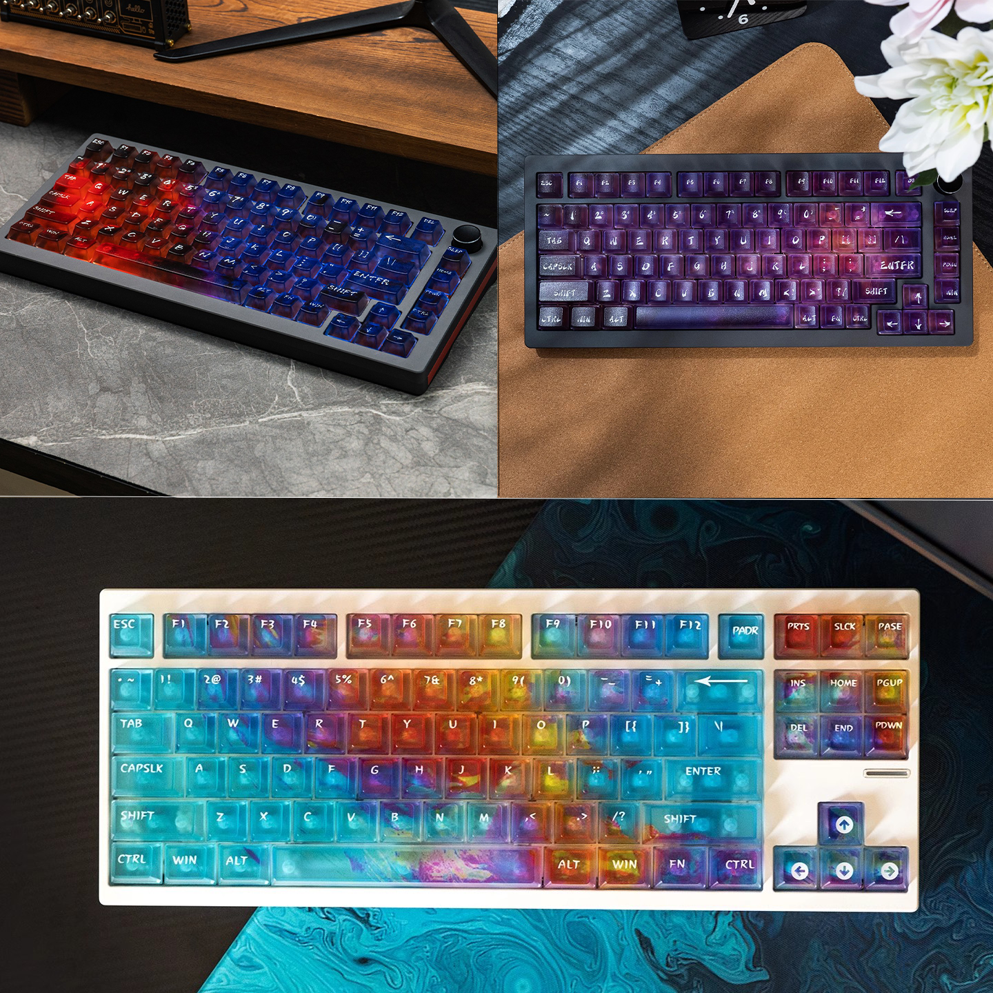 Mint Candy Neon/Kai Zhou/Xing Sui Gradient Dye-Sublimation 5-Sided Matte Translucent Mechanical Keyboard Keycaps AI 3D Pad Printing Original Factory