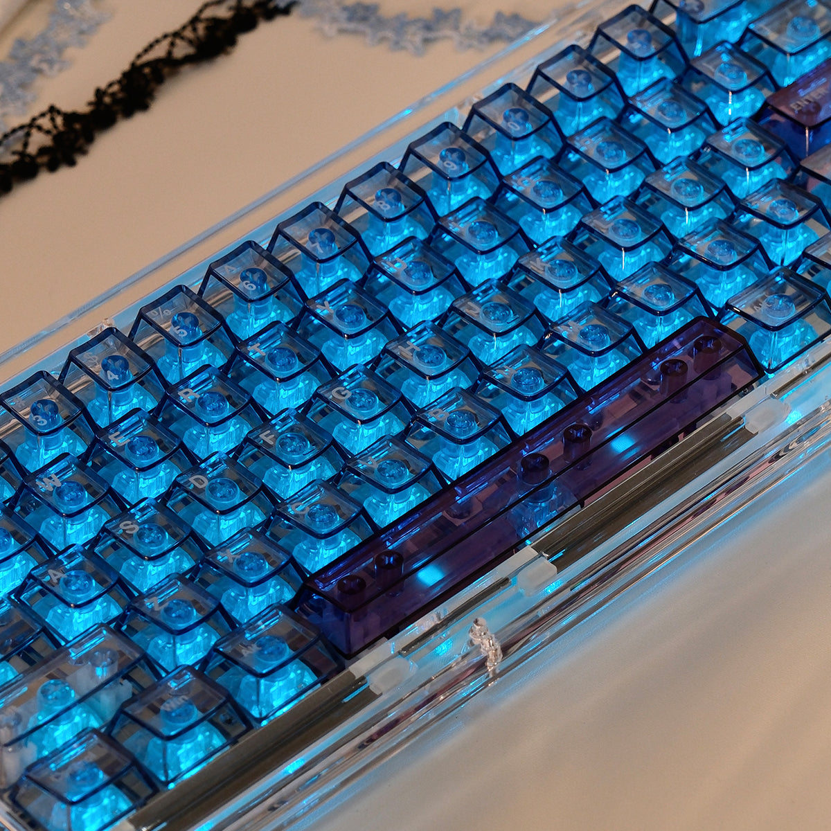 Aifei Keycap Diamond Blue Transparent 156-Key PC Cherry Profile Set