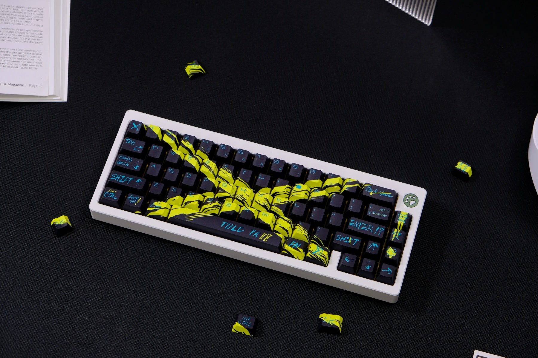 AiFei Invalid Oppose Black & Yellow PBT Cherry Keycaps - AiFeiKeycap