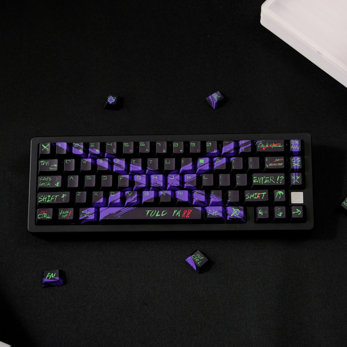 AiFei Invalid Oppose Black & Purple PBT Cherry Keycaps - AiFeiKeycap
