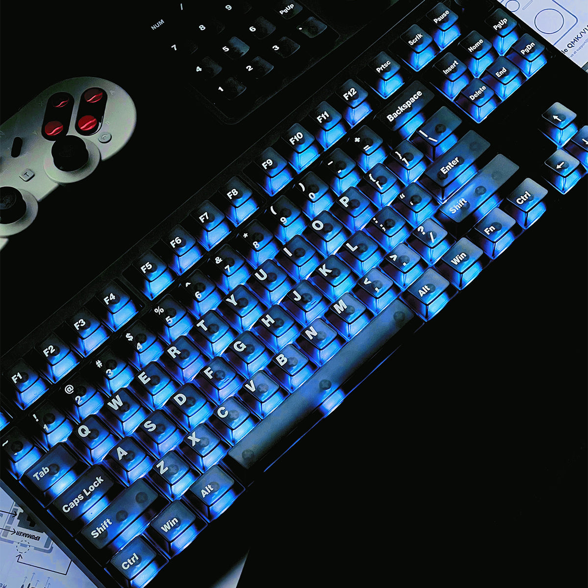 AiFei Keycap Red/Black Five-Sided Matte Translucent Clear Large Character PC Keycap Set Full Set Transfer Printing Cherry Height Early C Late A Suitable for Mechanical Keyboard Hall Effect Keyboard