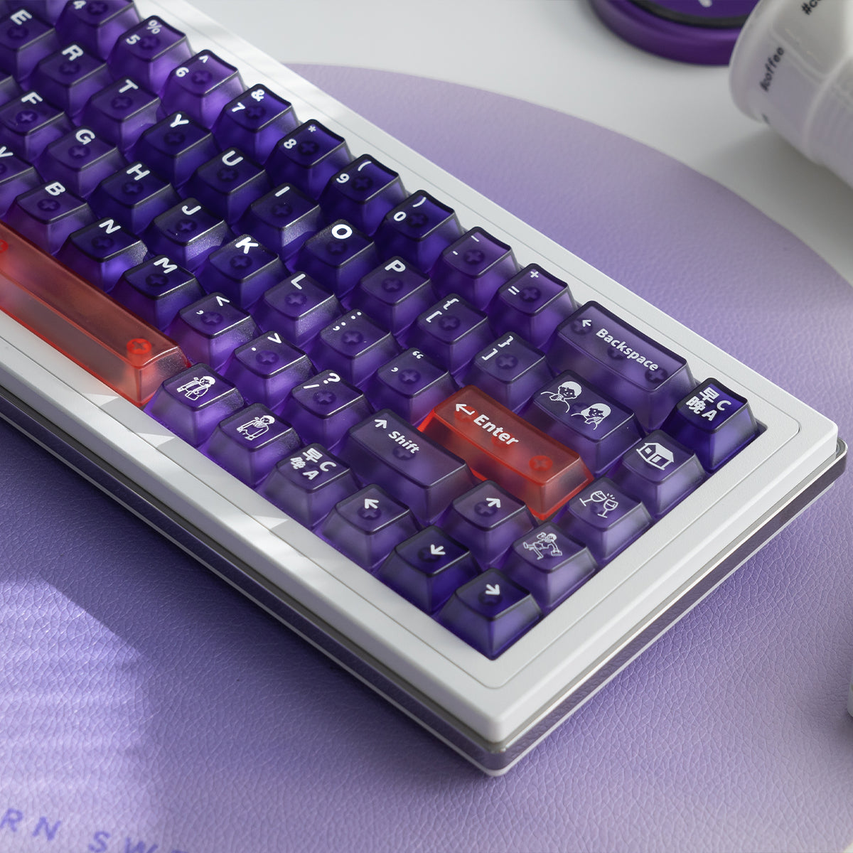 Aifei Keycap Gradient Purple 5-Side Matte Clear PC Cherry Profile Set