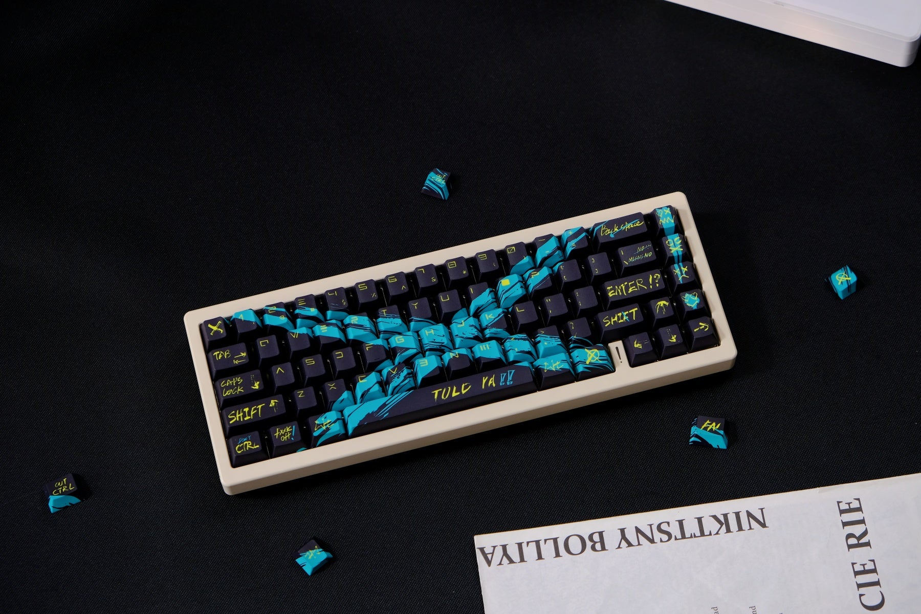 AiFei Invalid Oppose Black & Green PBT Cherry Keycaps - AiFeiKeycap