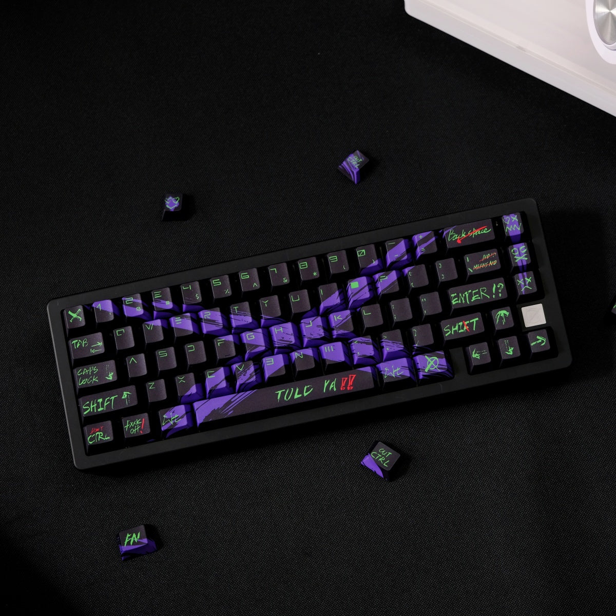AiFei Invalid Oppose Black & Purple PBT Cherry Keycaps - AiFeiKeycap
