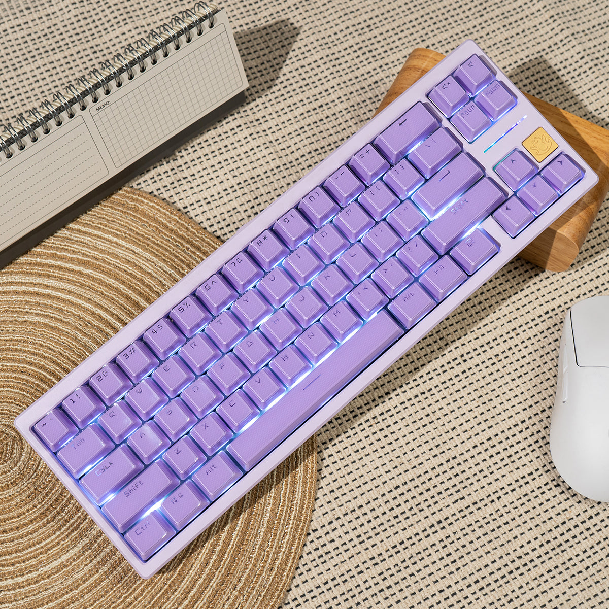 Aifei Keycap Crystal Jelly White & Pink ABS Double Shot OEM