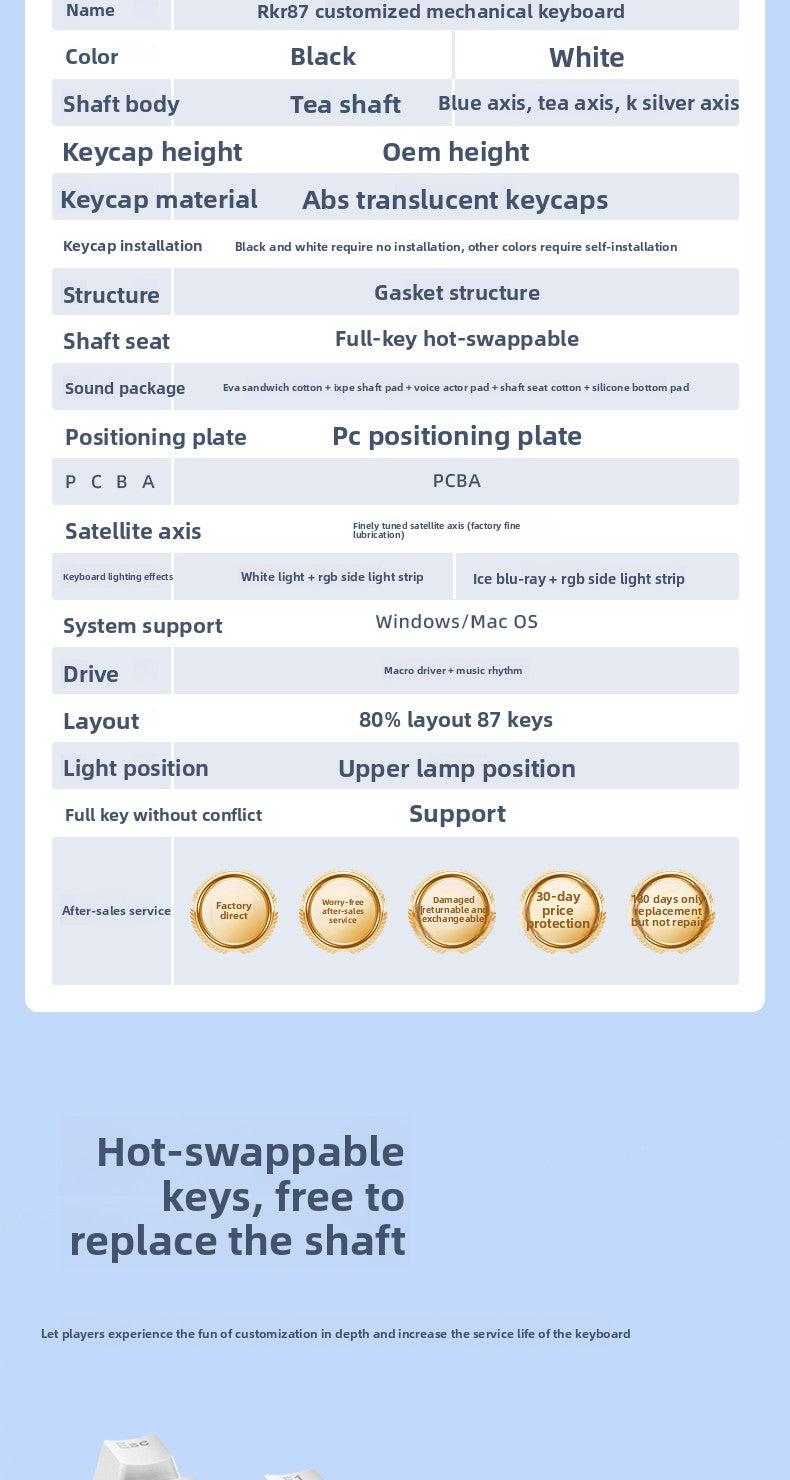 RK R87 Mechanical Keyboard - AiFeiKeycap