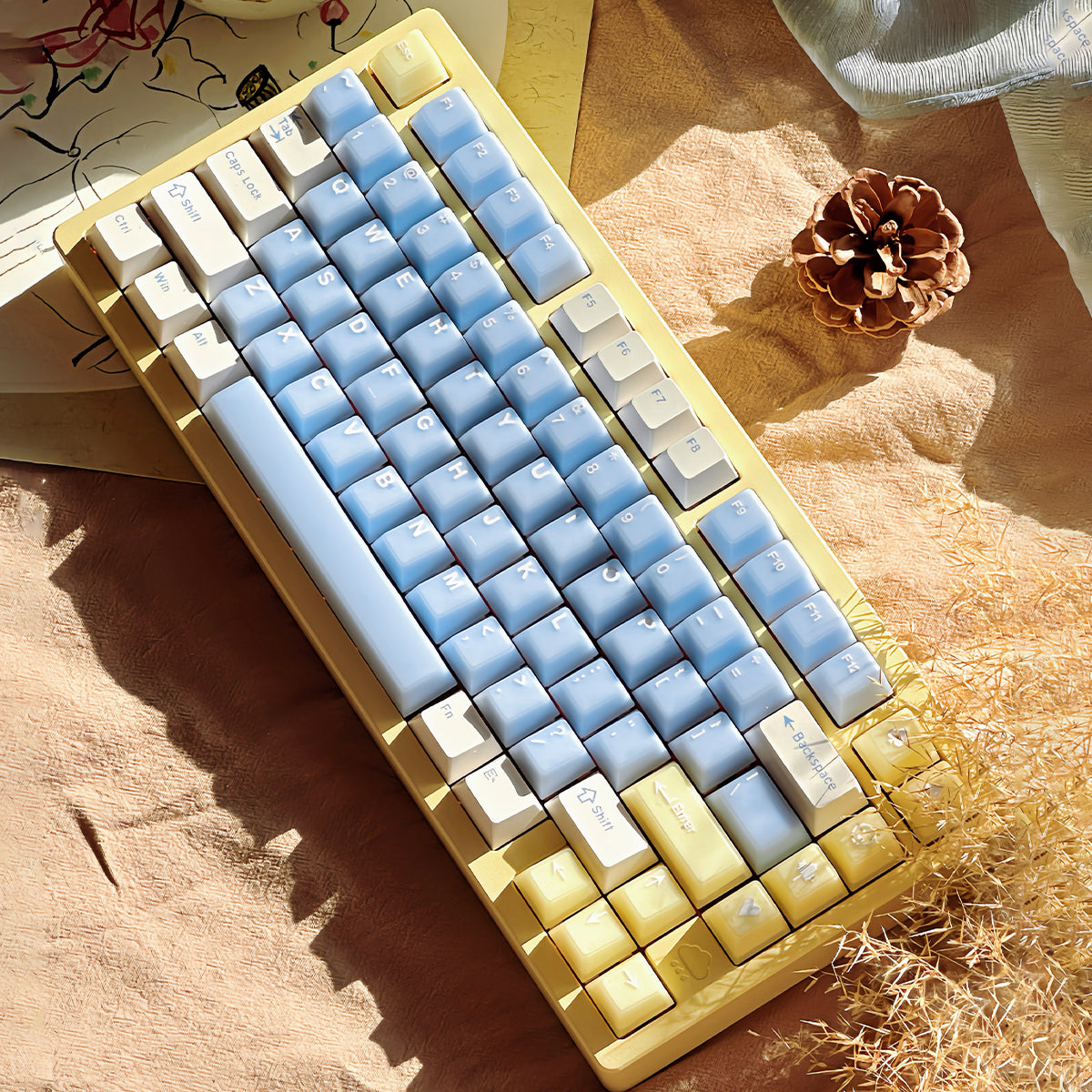 AiFei Keycap Sea Salt Soda and White Peach Oolong PBT PC Dual Injection Mechanical Keycaps Kit