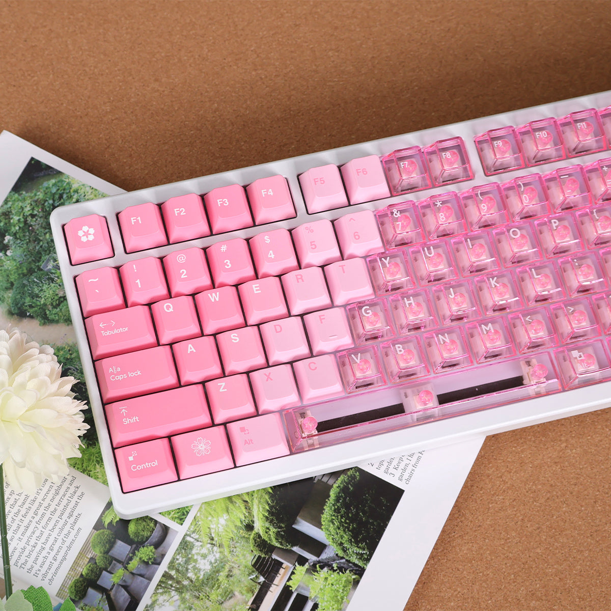 Aifei Keycap Snow Mountain Hanami Pink Gradient Transparent PBT+PC