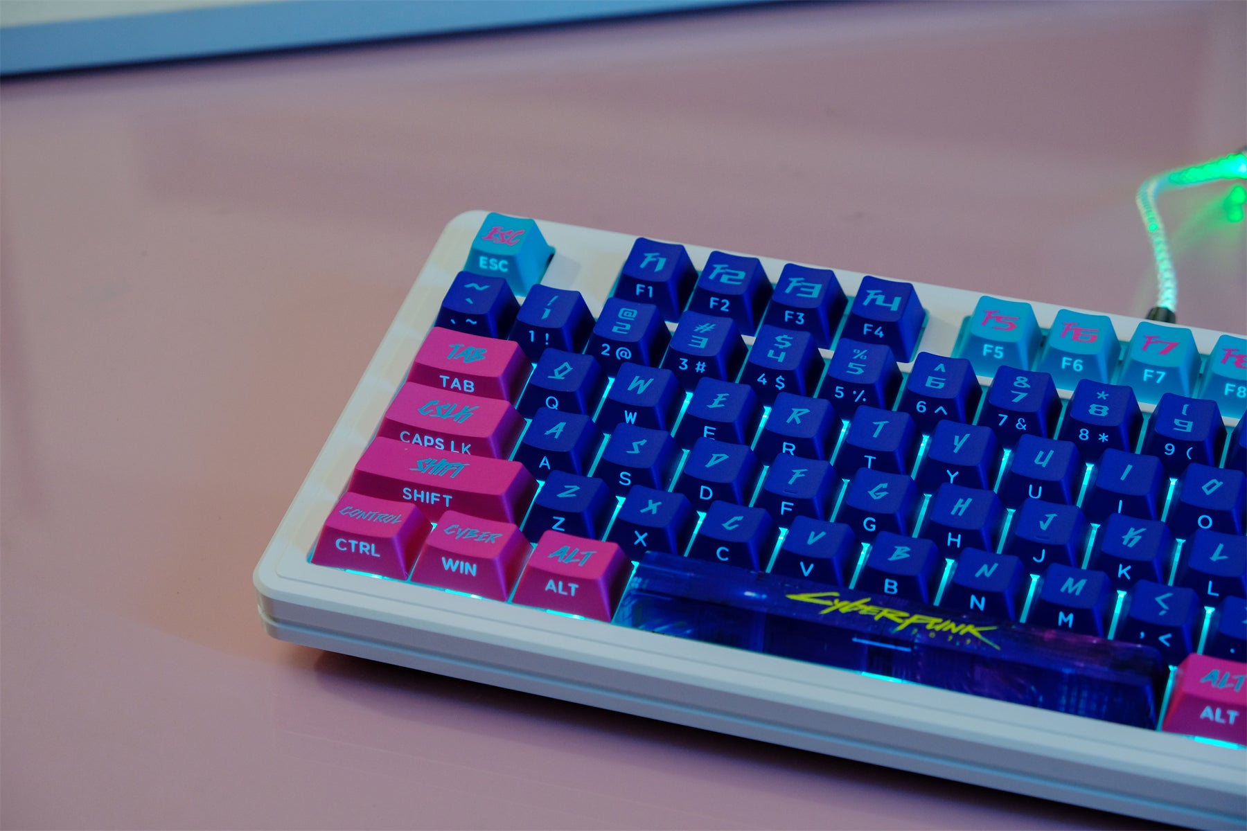 AiFei Pink Translucent 2077 PBT Cherry Keycaps - AiFeiKeycap