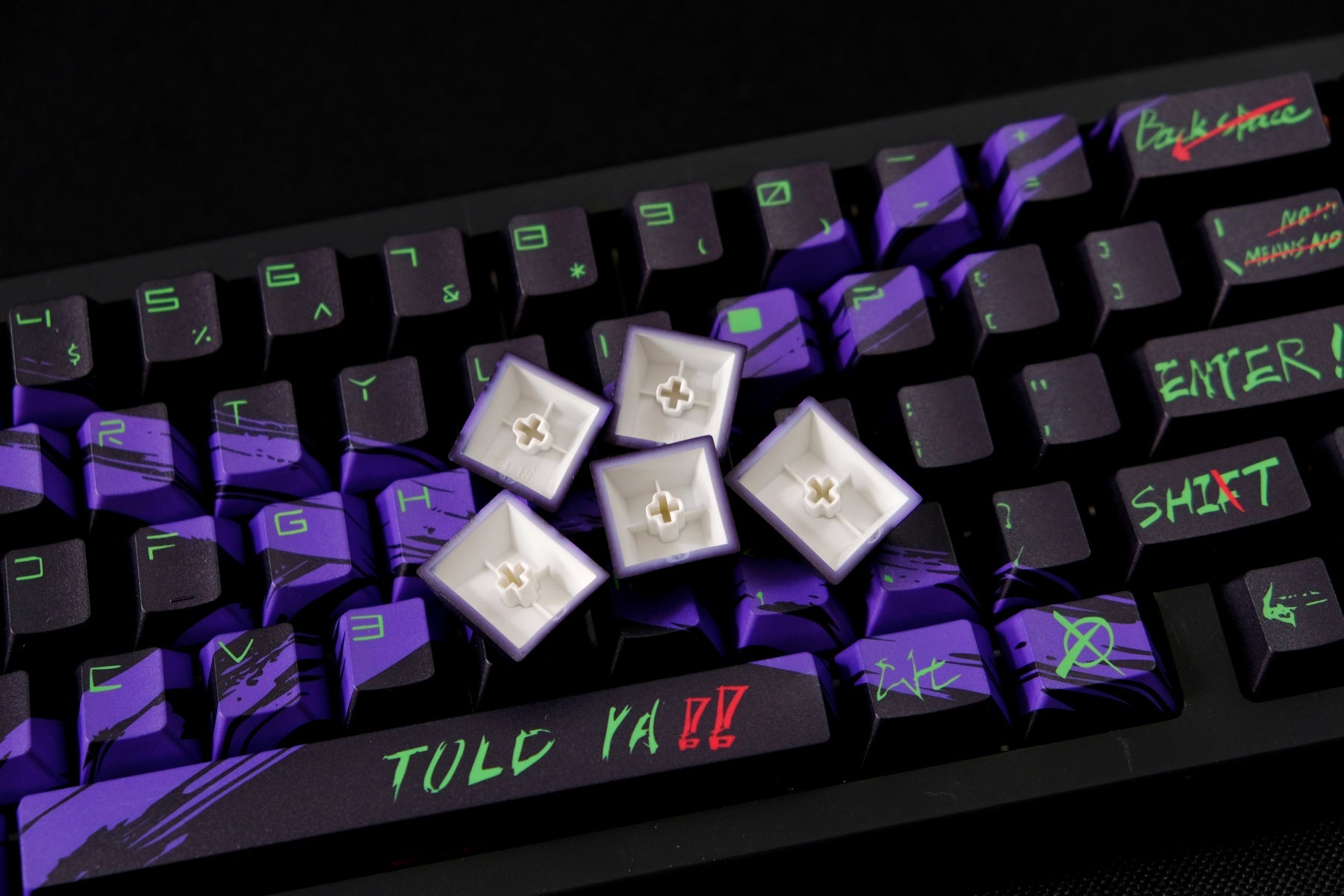 AiFei Invalid Oppose Black & Purple PBT Cherry Keycaps - AiFeiKeycap