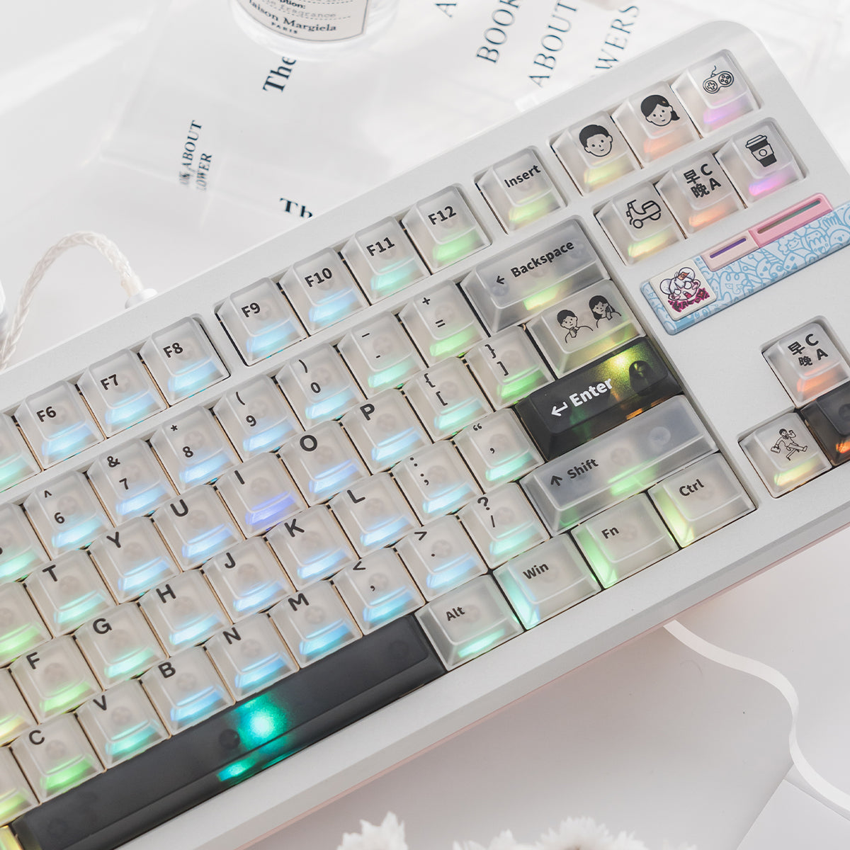 Aifei Keycap Black/White 5-Side Fog Transparent PC Cherry Set