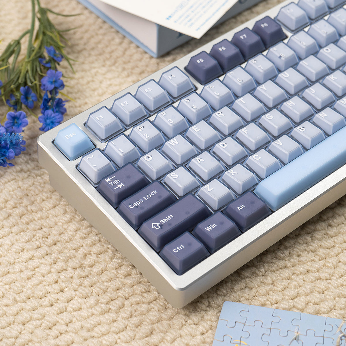 Aifei Keycap Blue Coconut Bubble Semi-Transparent PBT+PC Cherry Set