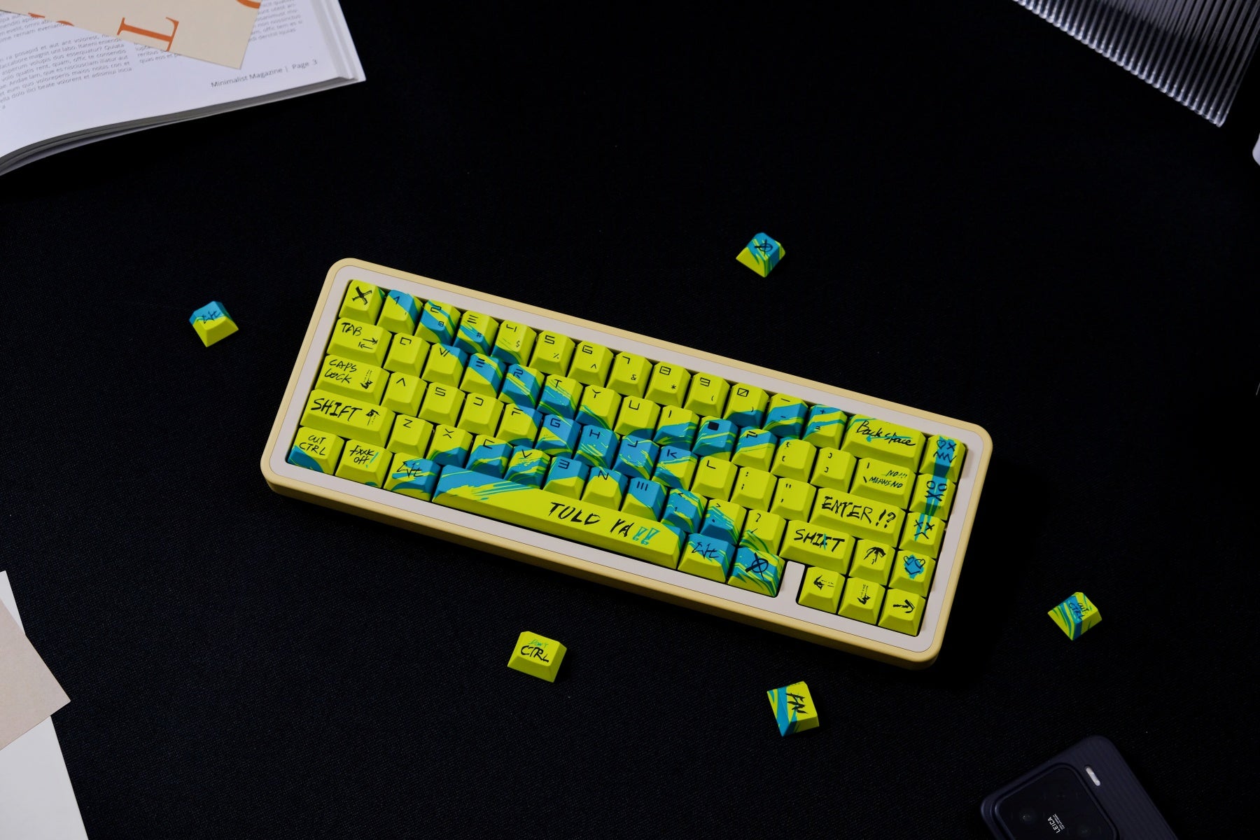 AiFei Invalid Oppose Yellow PBT Cherry Keycaps - AiFeiKeycap