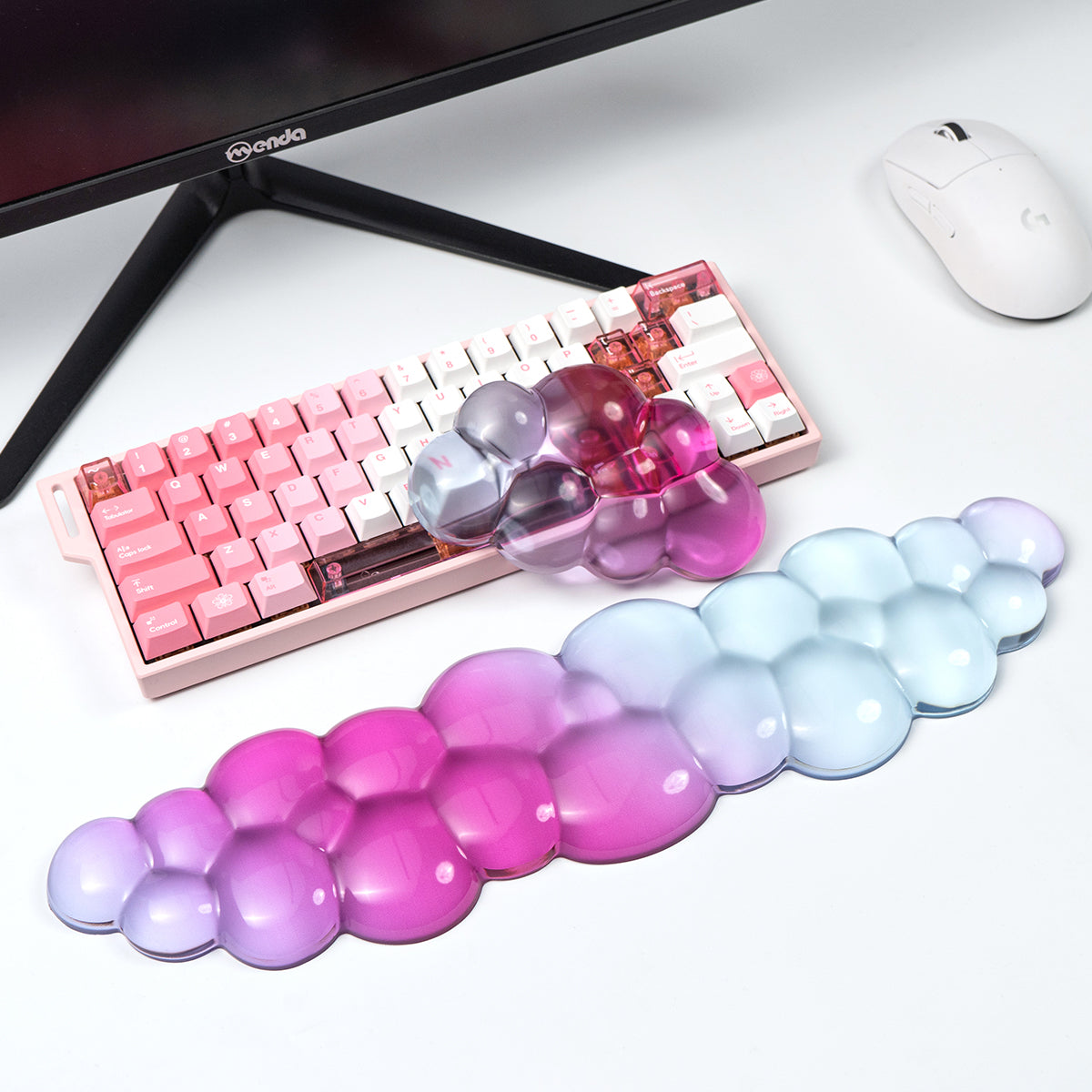 AiFei Transparent Blue/Black/Pink Gradient Silicone Wrist Rest Mouse Pad