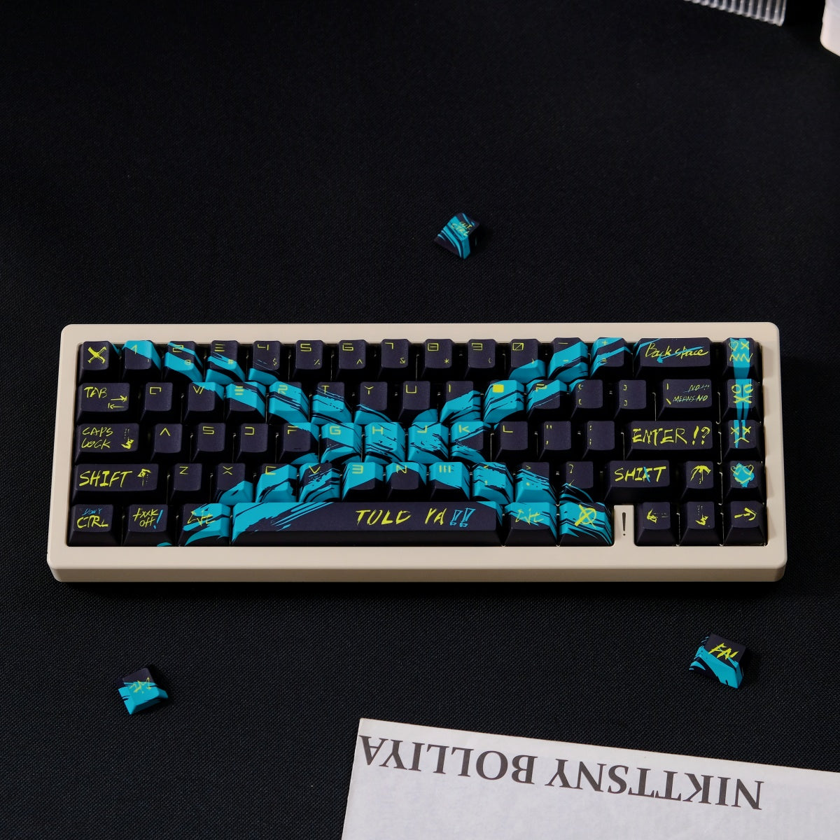 AiFei Invalid Oppose Black & Green PBT Cherry Keycaps - AiFeiKeycap